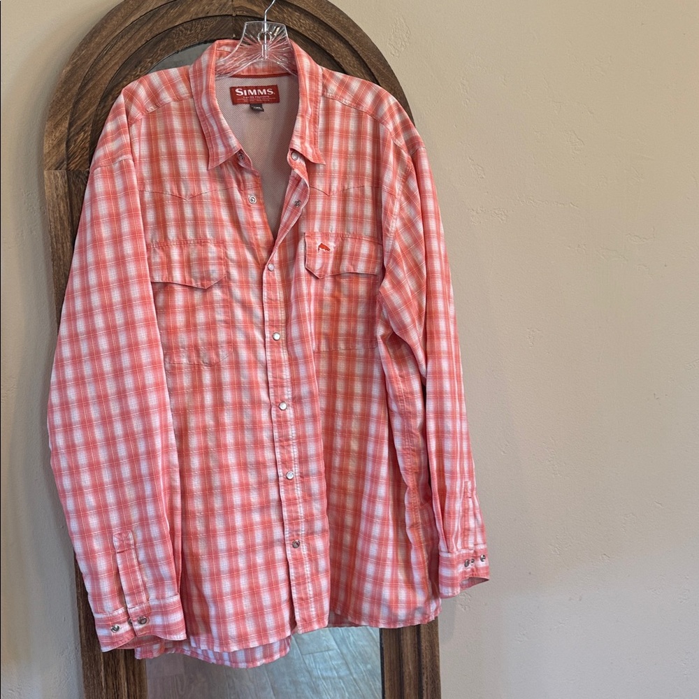 Simms Men's Plaid Long-Sleeve Pearl Snap Button Shirt